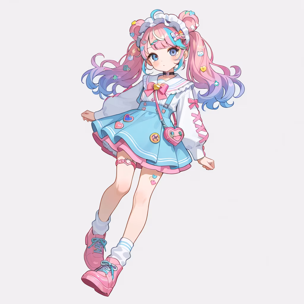 1girl decora full body simple background