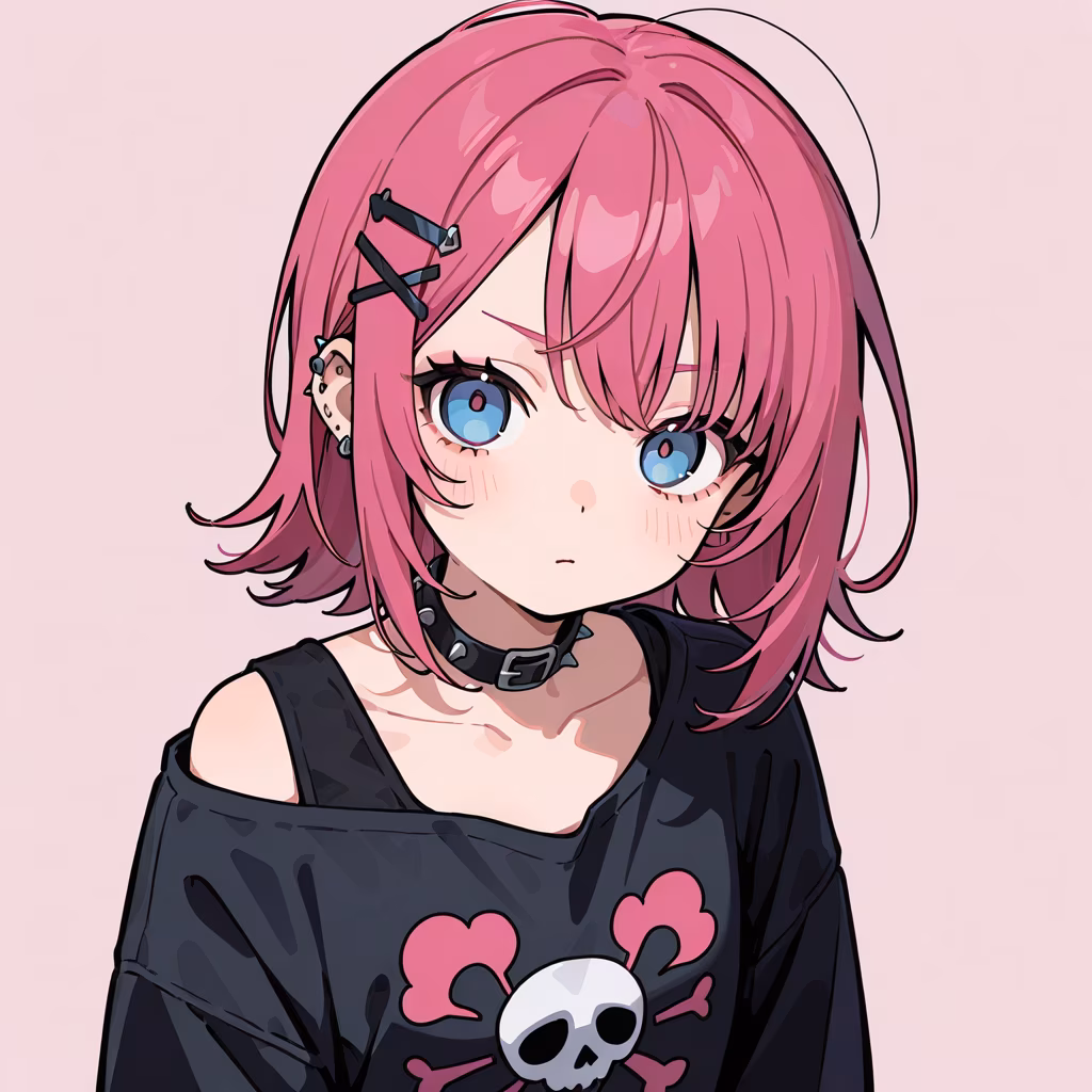 1girl punk simple background