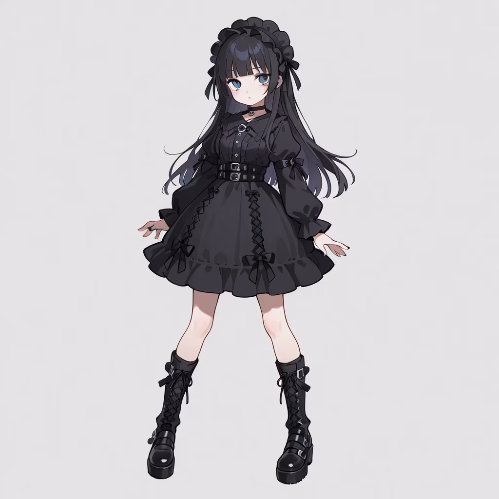 1girl goth fashion full body simple background