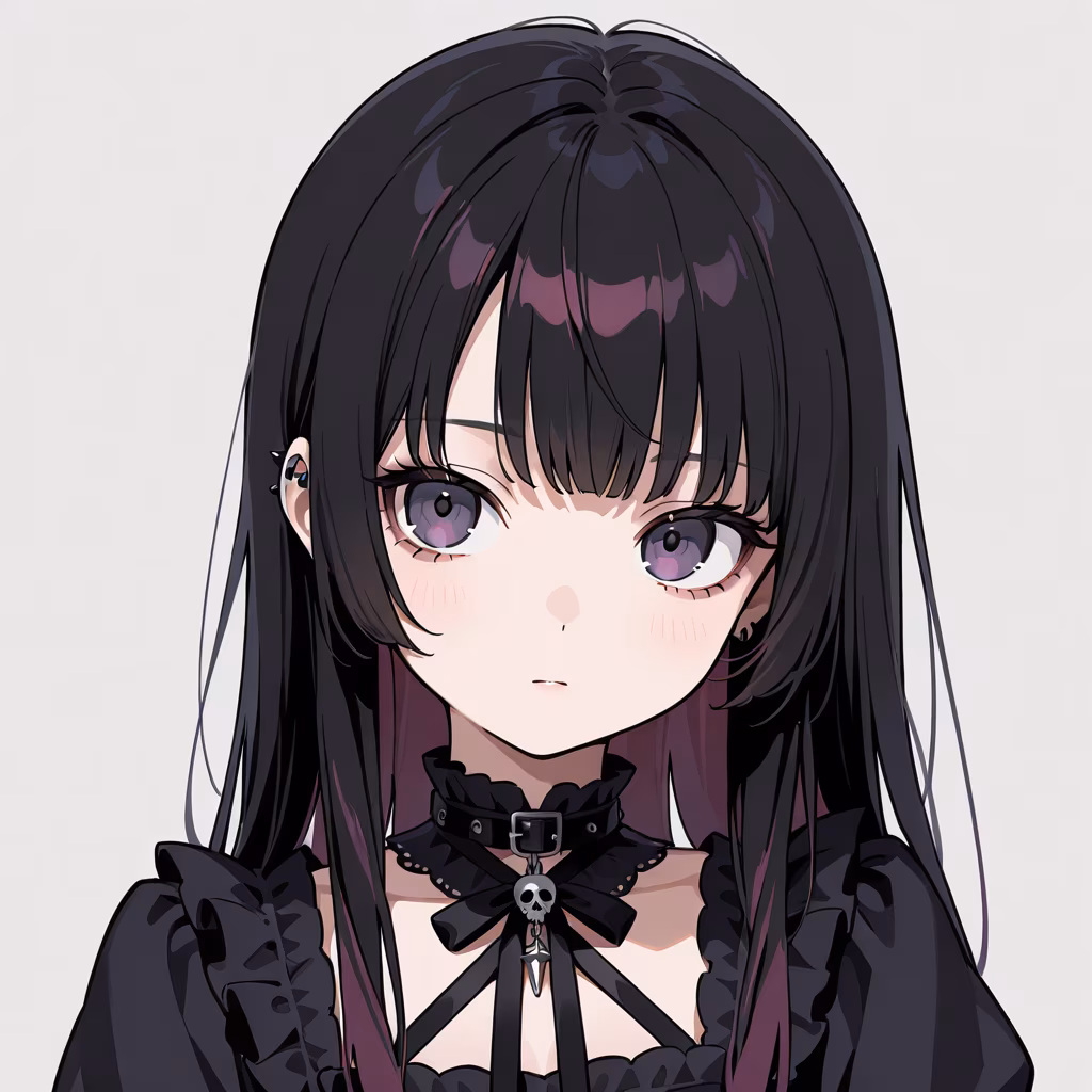 1girl goth fashion upper body simple background