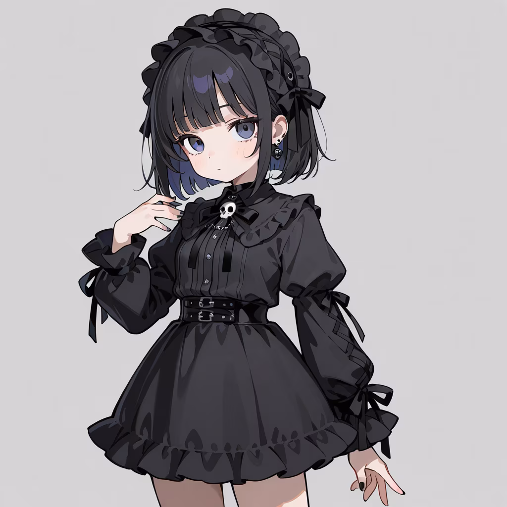 1girl goth fashion simple background