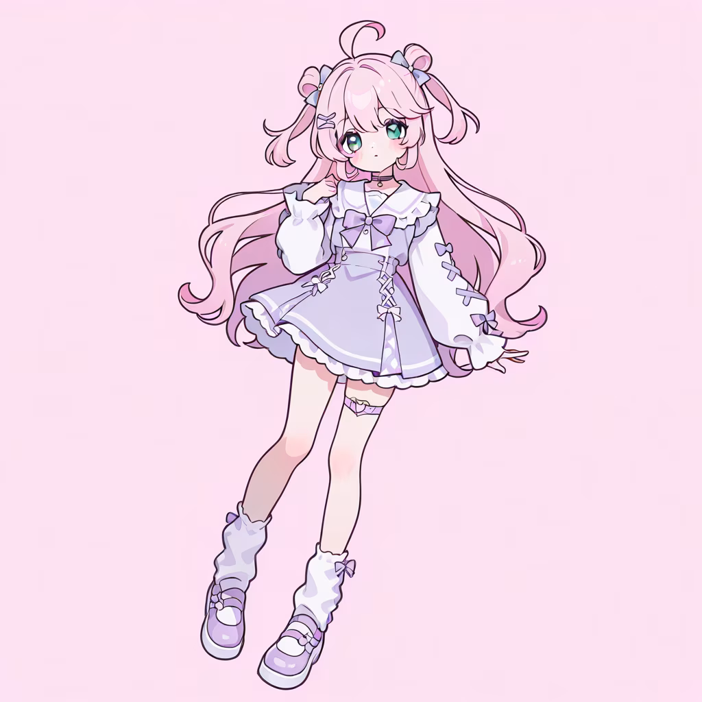 1girl yume kawaii full body simple background