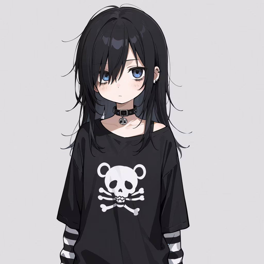 1girl emo fashion simple background