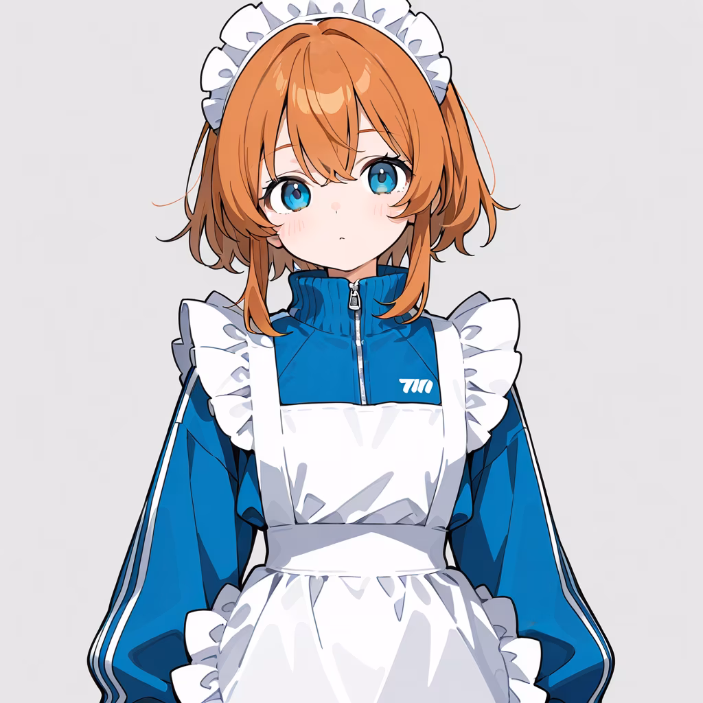 1girl jersey maid simple background