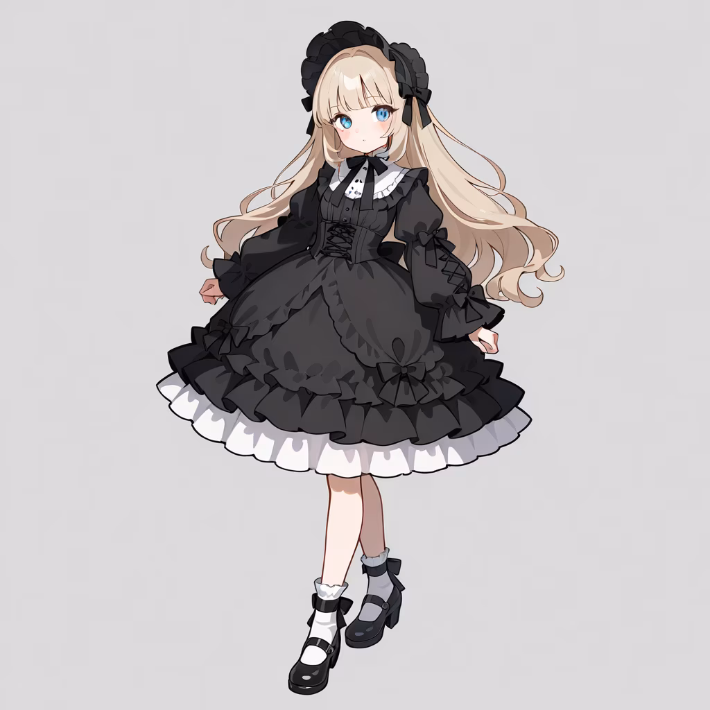 1girl lolita fashion full body simple background