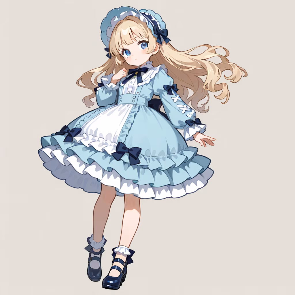 1girl classic lolita full body simple background