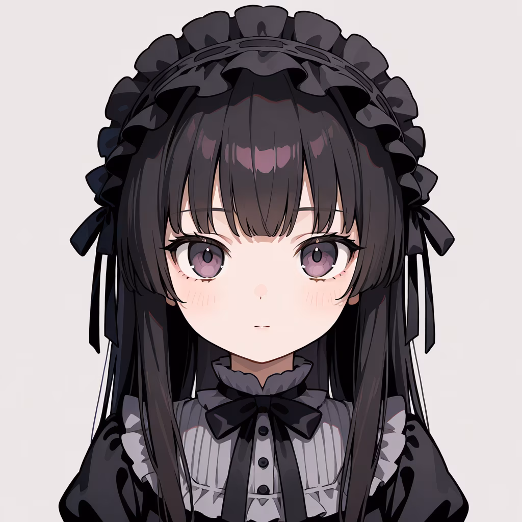 1girl gothic lolita upper body simple background