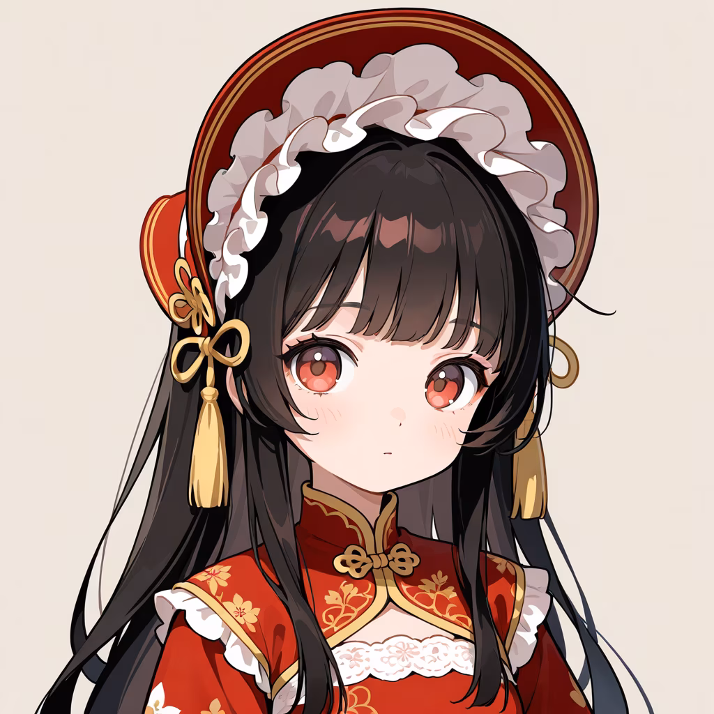 1girl qi lolita upper body simple background