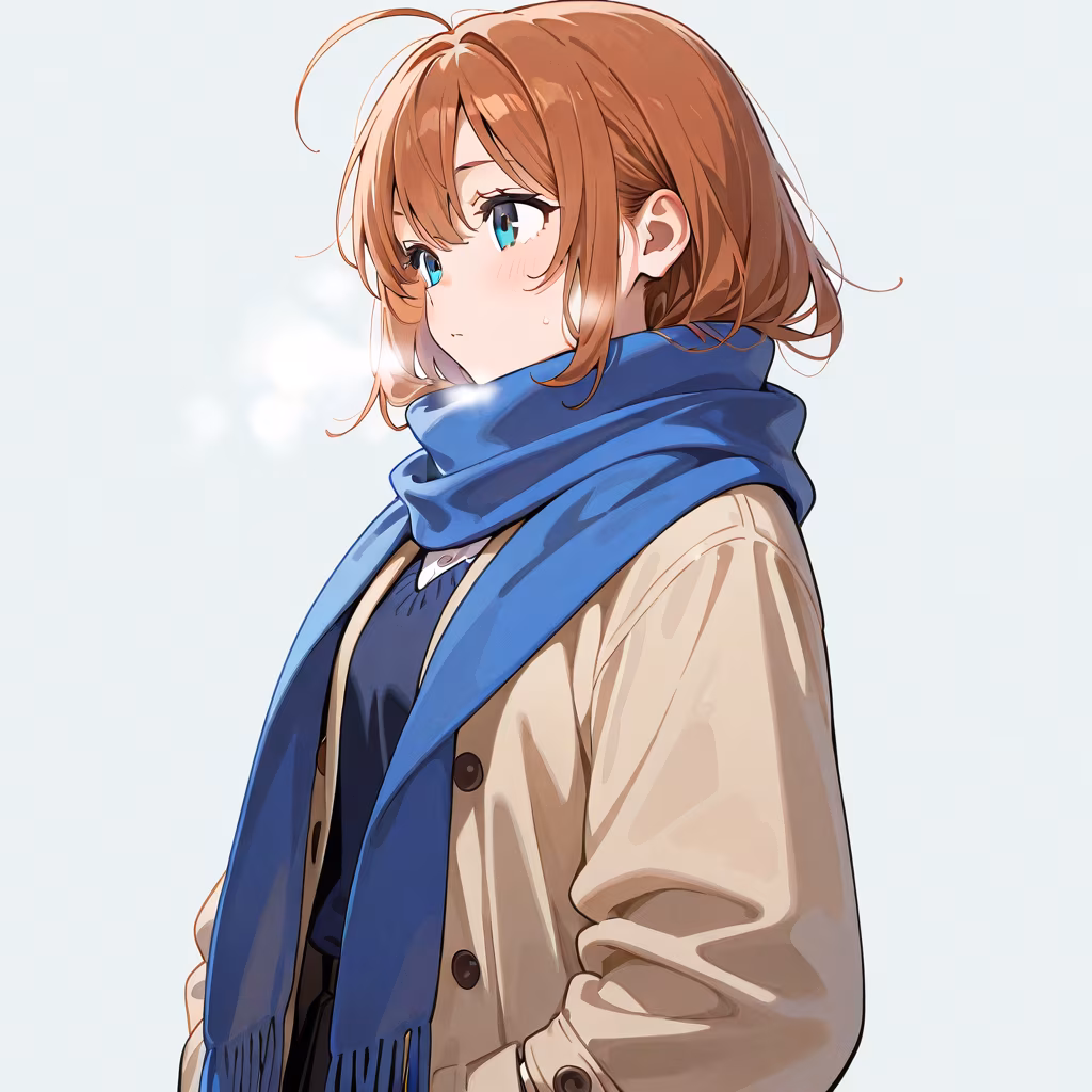 1girl stole winter simple background