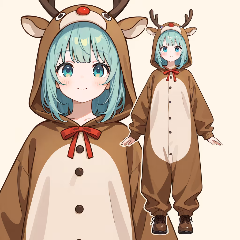 1girl reindeer costume zoom layer full body upper body general