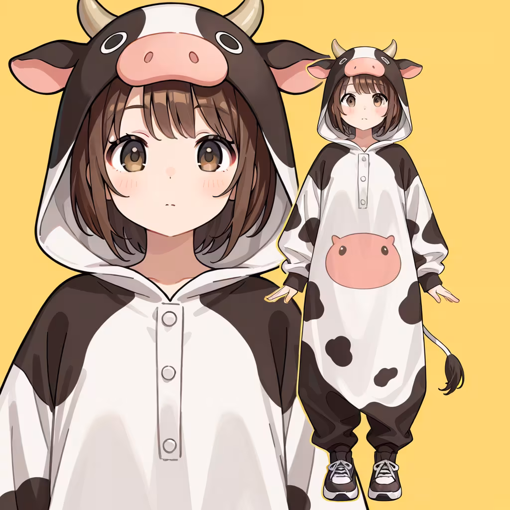 1girl cow costume zoom layer full body upper body general