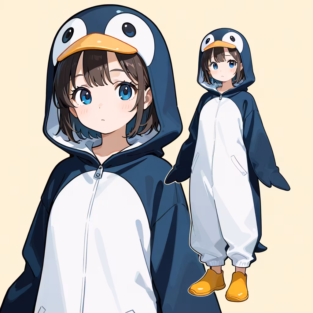 1girl penguin costume zoom layer full body upper body general