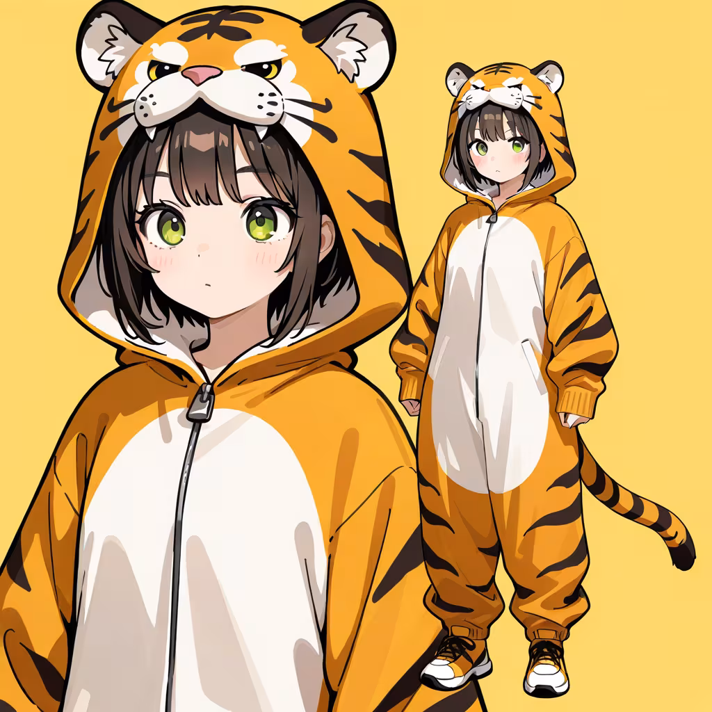 1girl tiger costume zoom layer full body upper body general