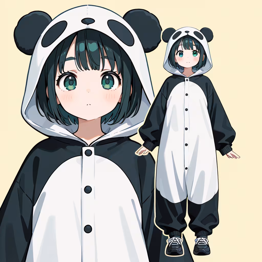 1girl panda costume zoom layer full body upper body general