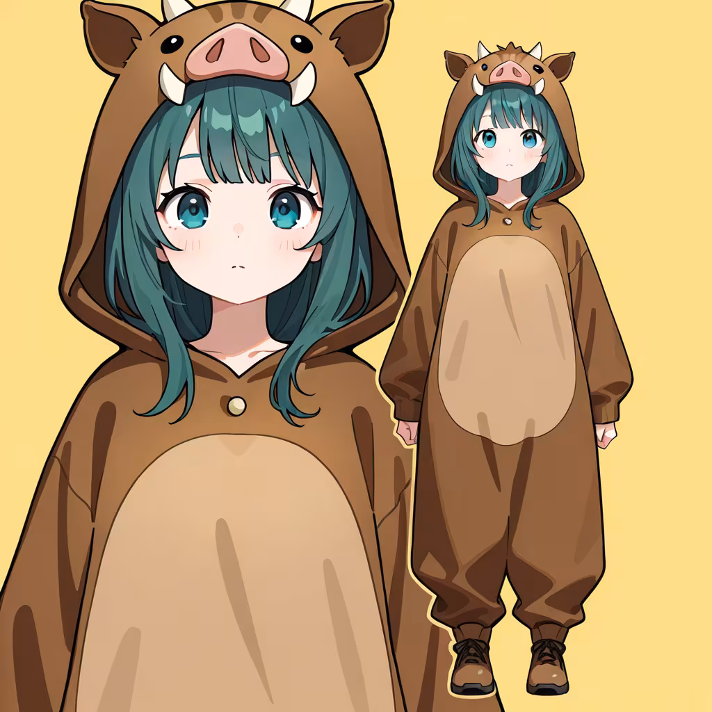 1girl boar costume zoom layer full body upper body general