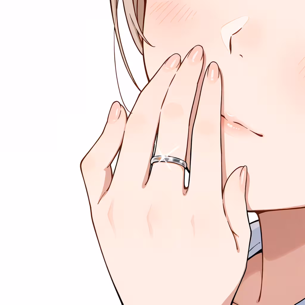 1girl wedding ring hand up white background