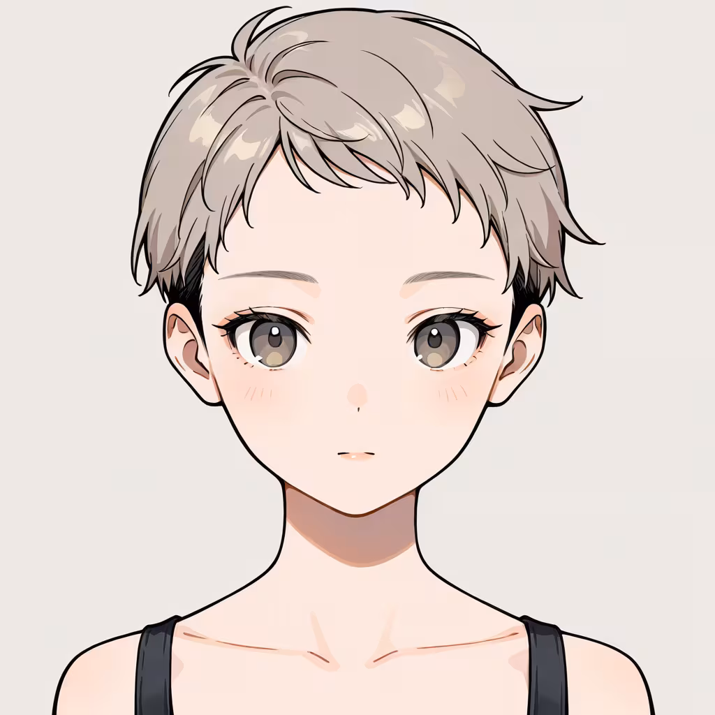 1girl very short hair simple background