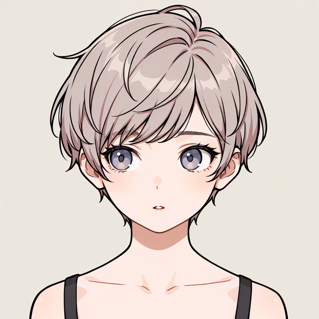 1girl pixie cut simple background