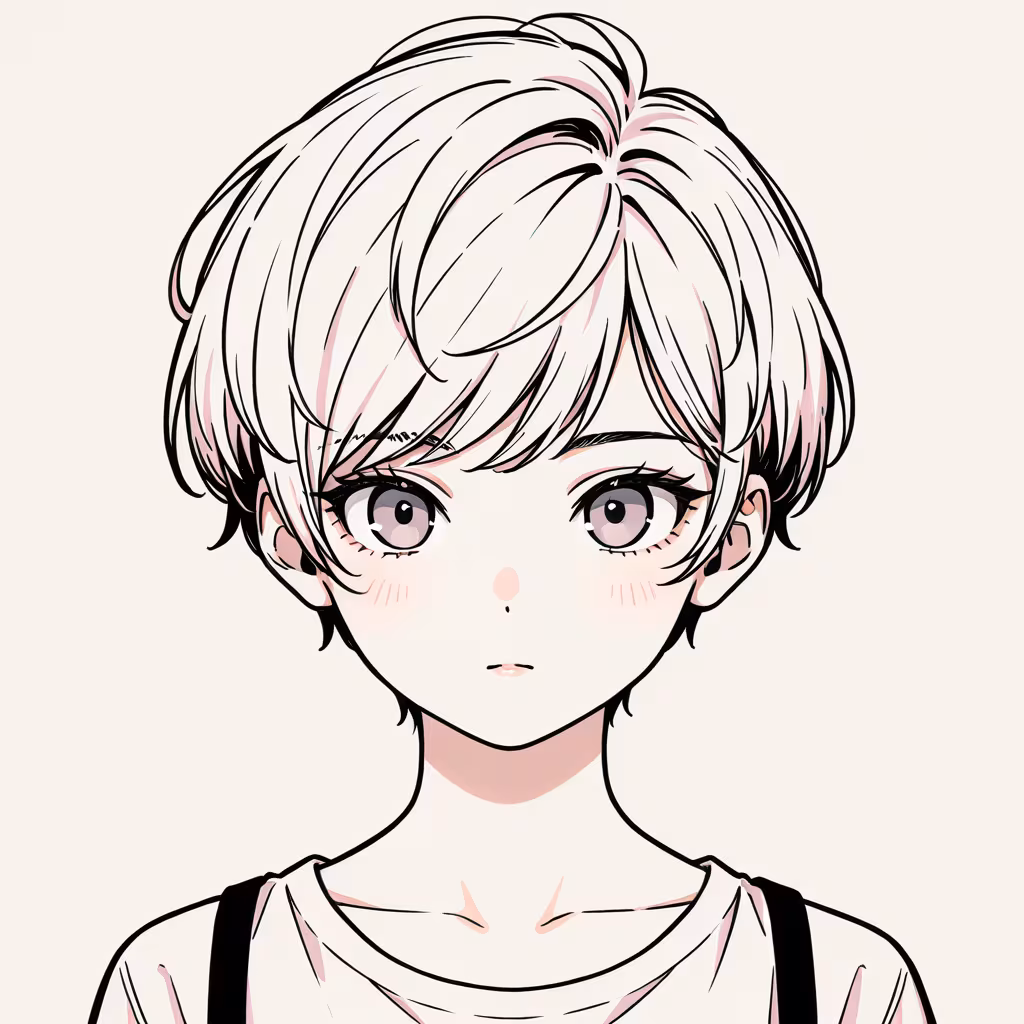 1girl pixie cut simple background