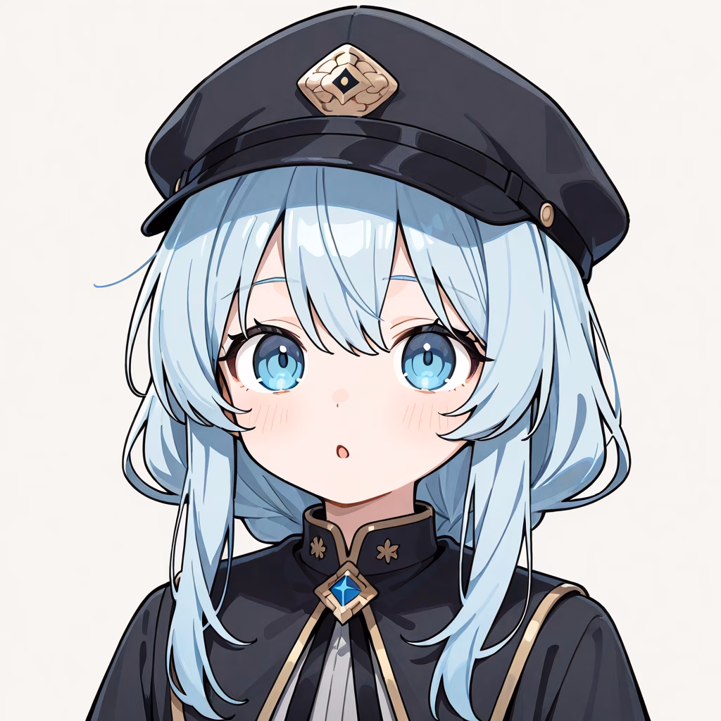 1girl, black-hat, general, simple background