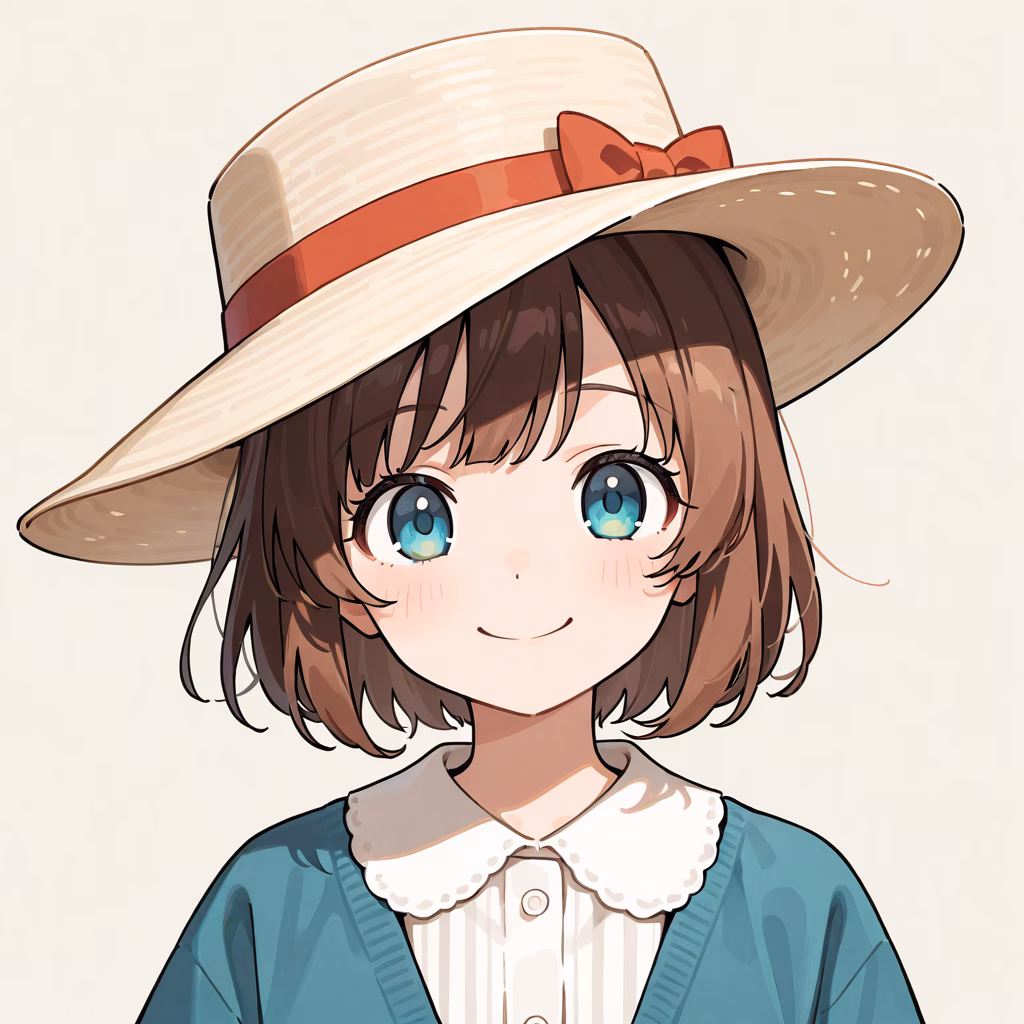 1girl picture hat upper body smile simple background