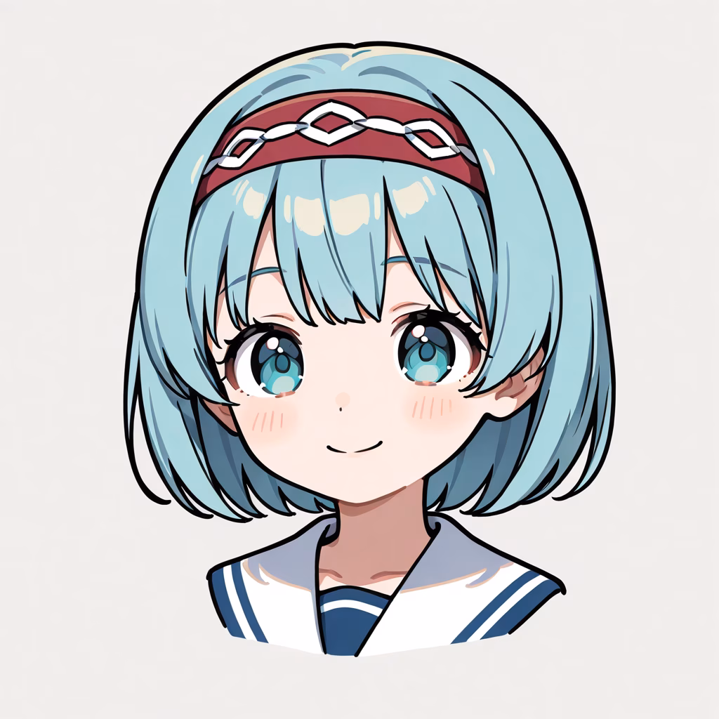 1girl, headband, general, simple background