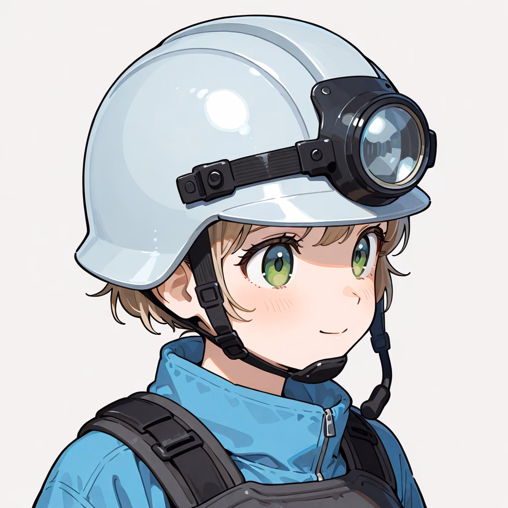 1girl, helmet, general, simple background