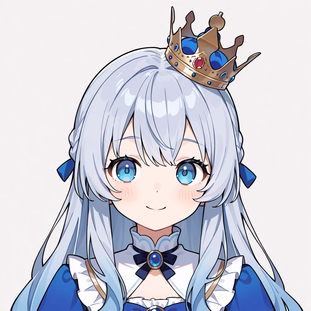 1girl, crown, general, simple background
