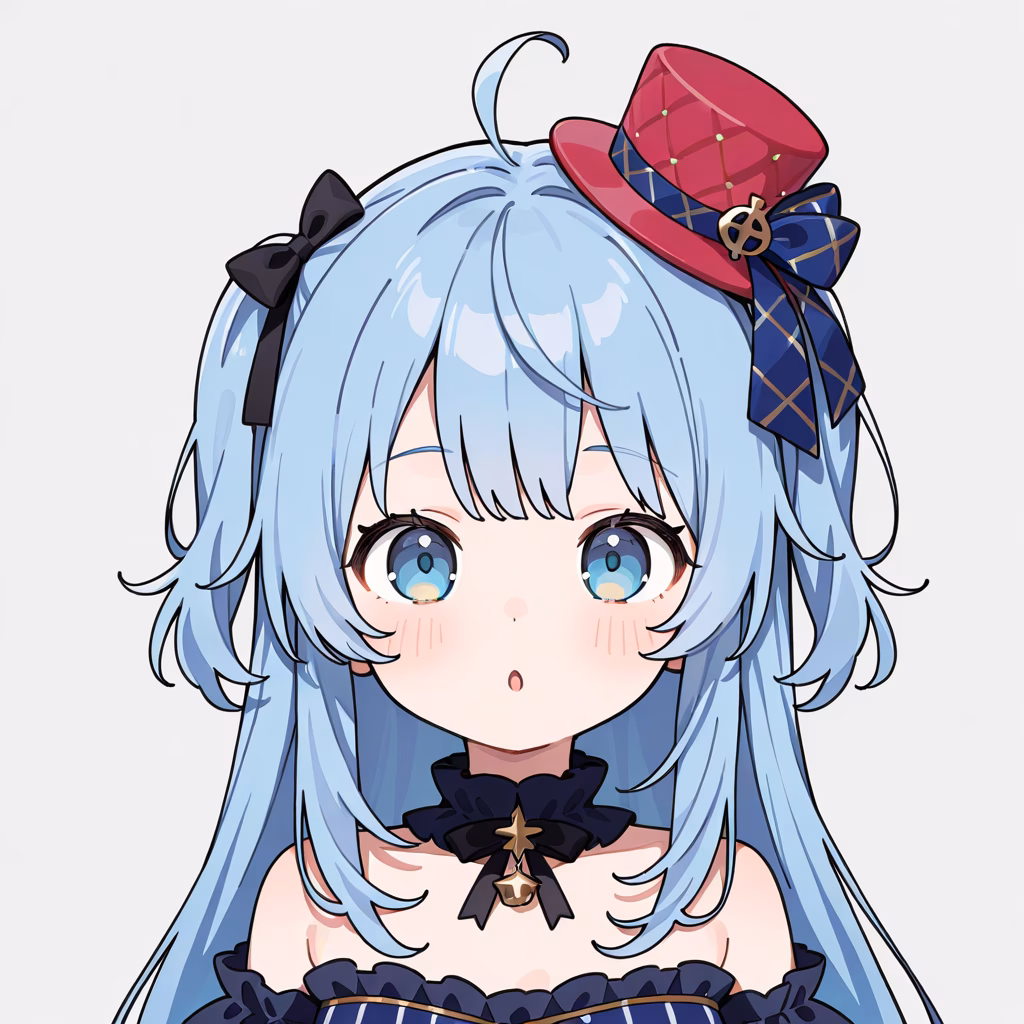 1girl tilted headwear mini top hat simple background