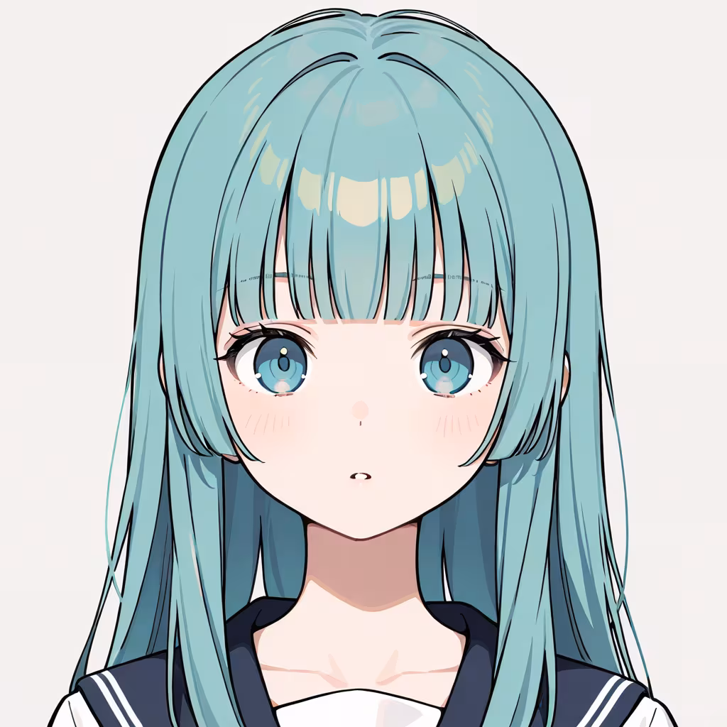 1girl blunt bangs simple background