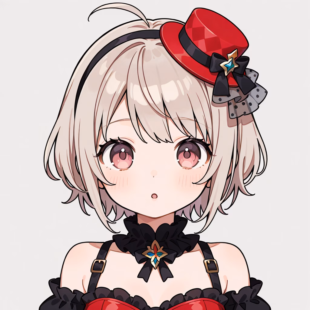 1girl mini top hat upper body simple background