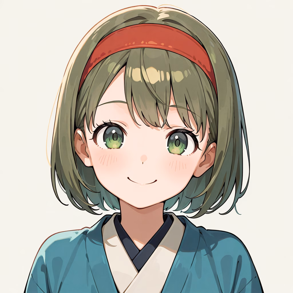 1girl headband upper body smile simple background