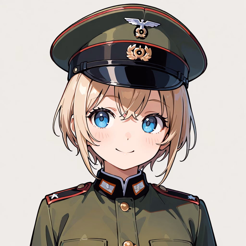 1girl, military-hat, general, simple background