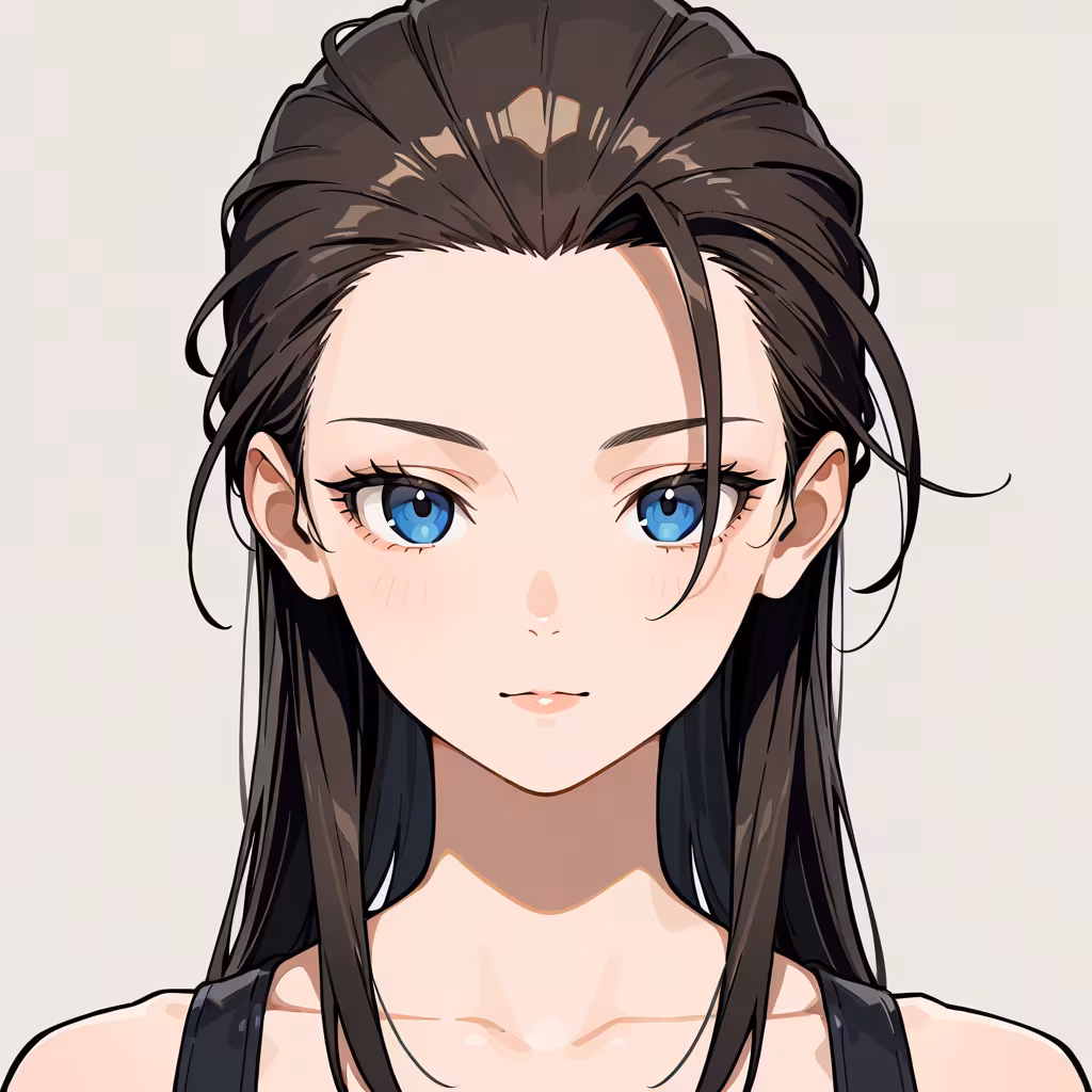 1girl hair slicked back simple background