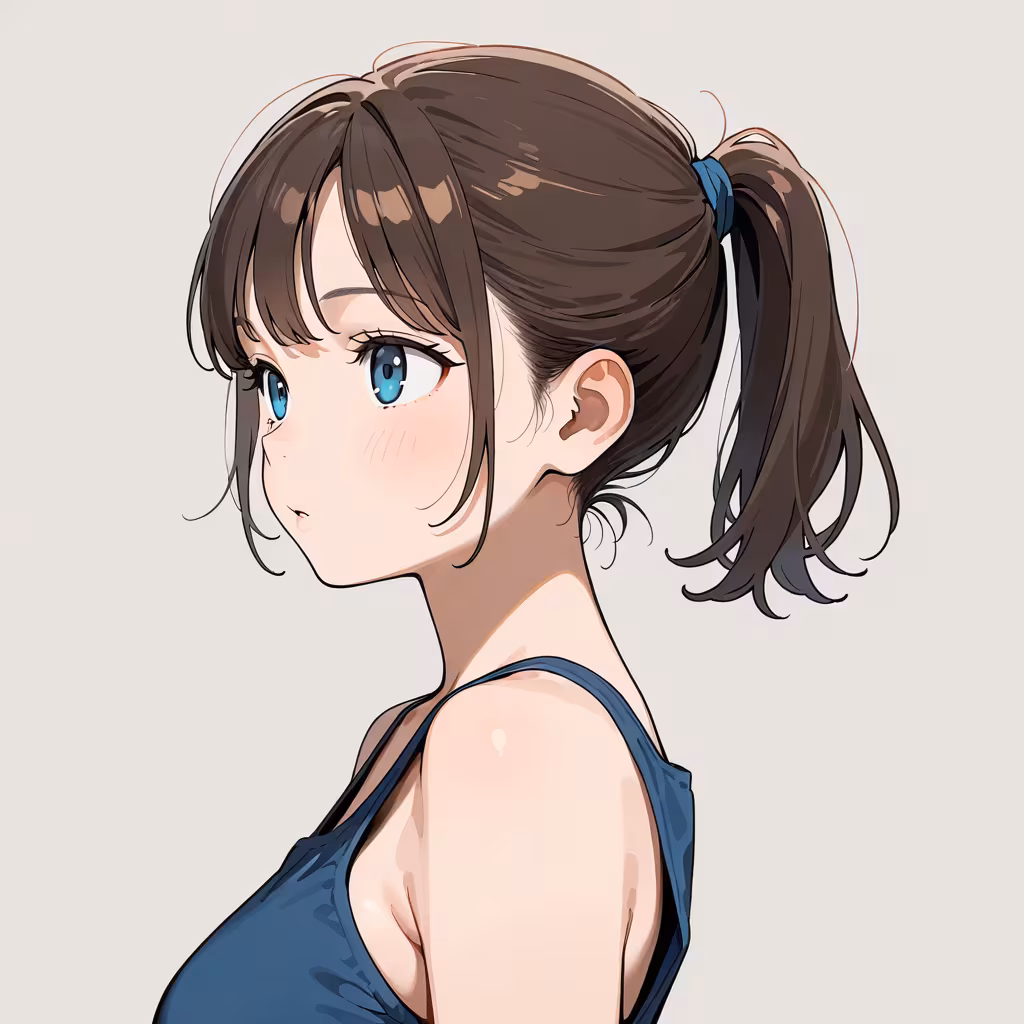 1girl ponytail simple background