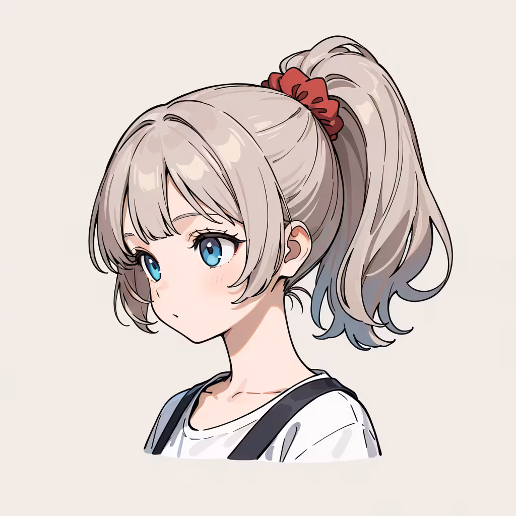 1girl high ponytail simple background