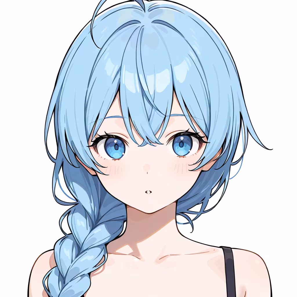 1girl braided ponytail simple background
