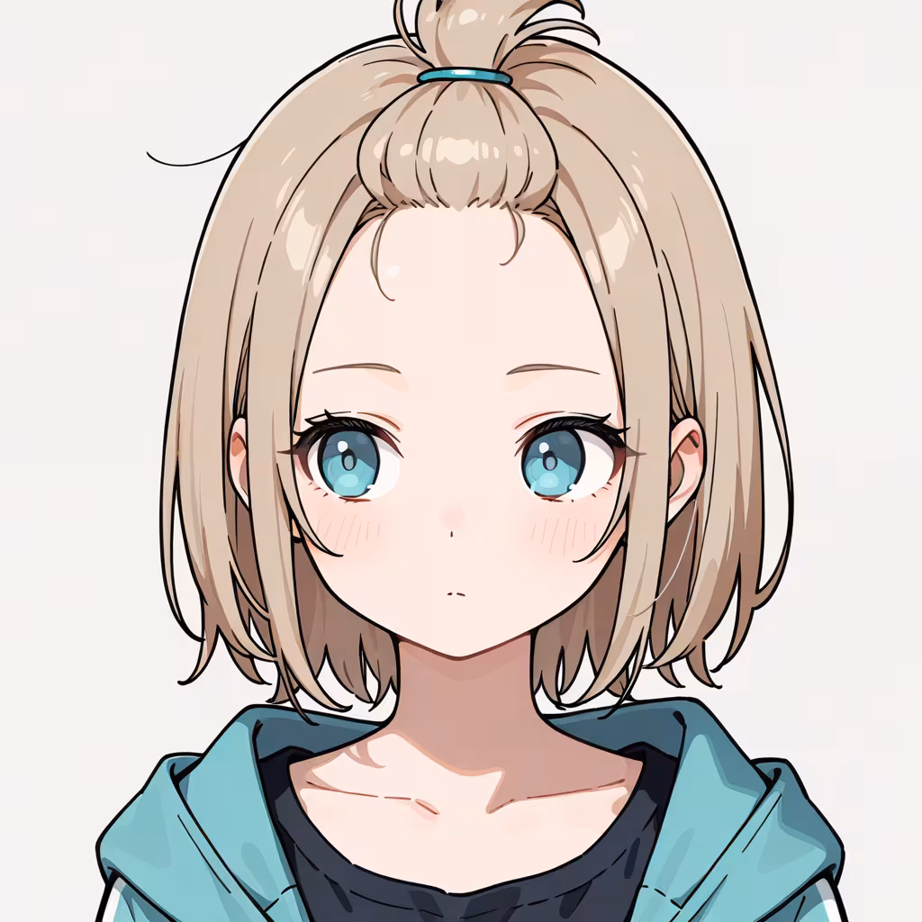 1girl bangs pinned back simple background
