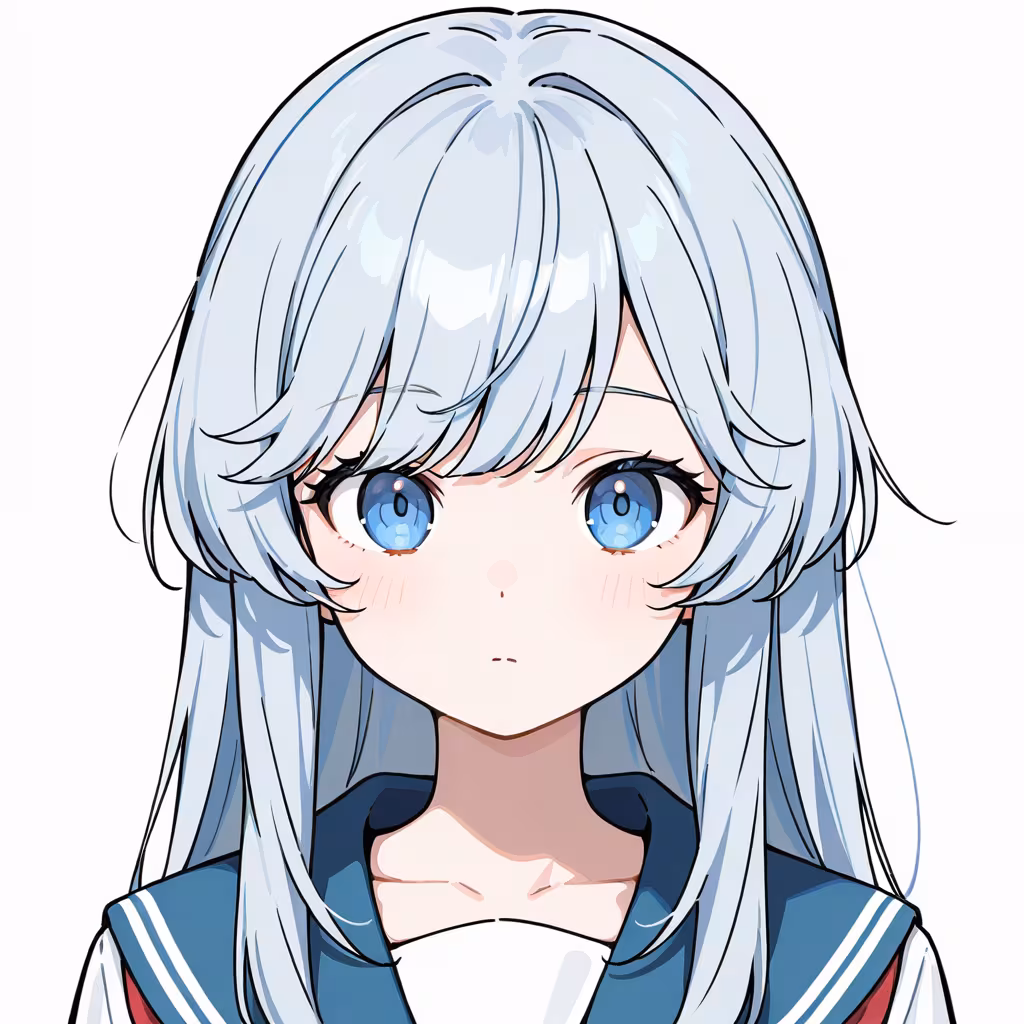 1girl flipped bangs simple background