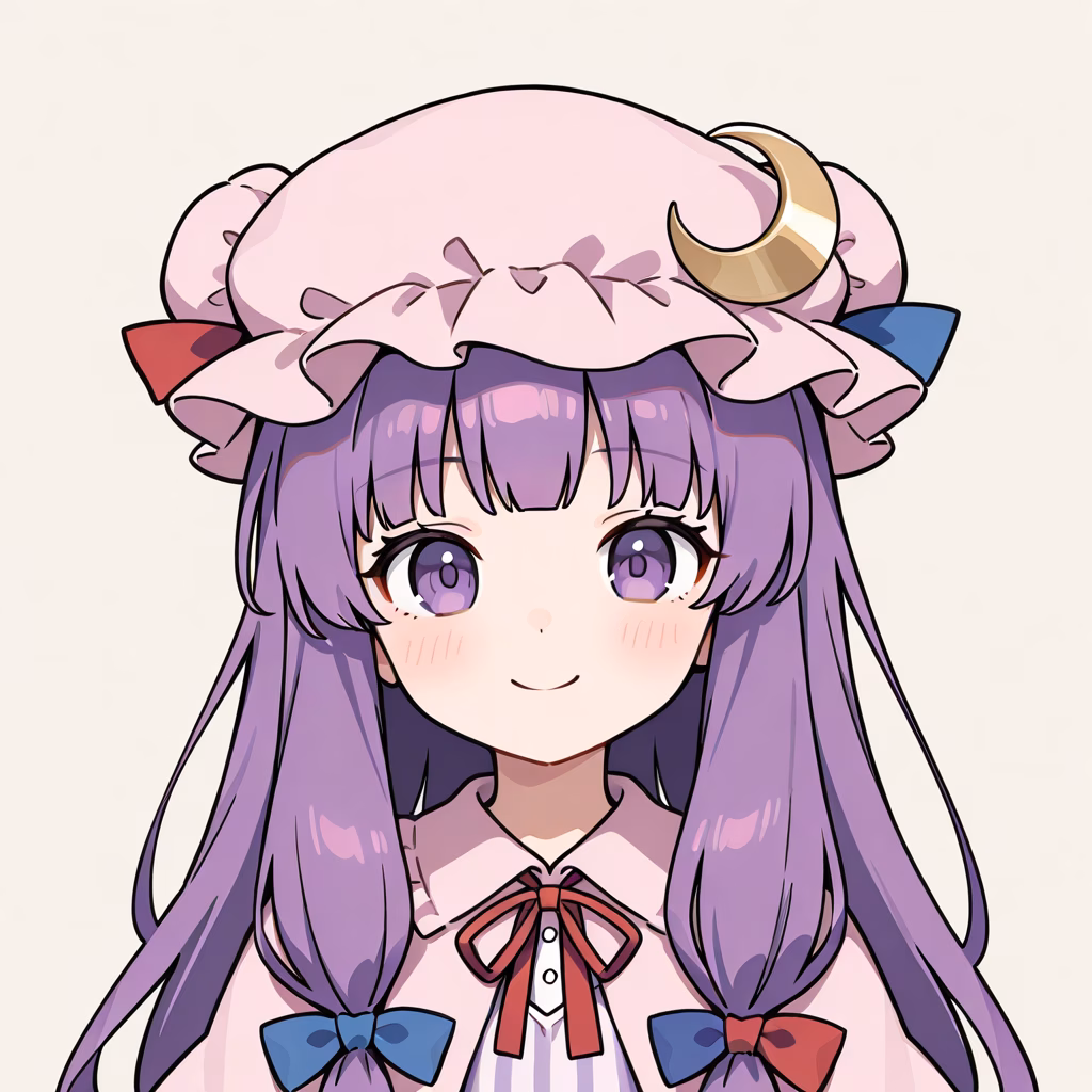 1girl, crescent-hat-ornament, general, simple background
