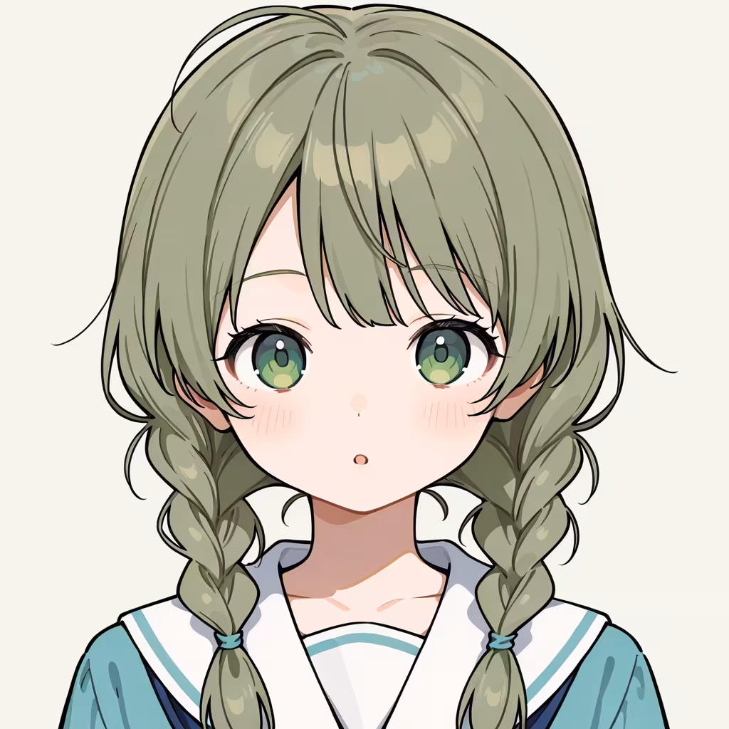 1girl twin braids simple background