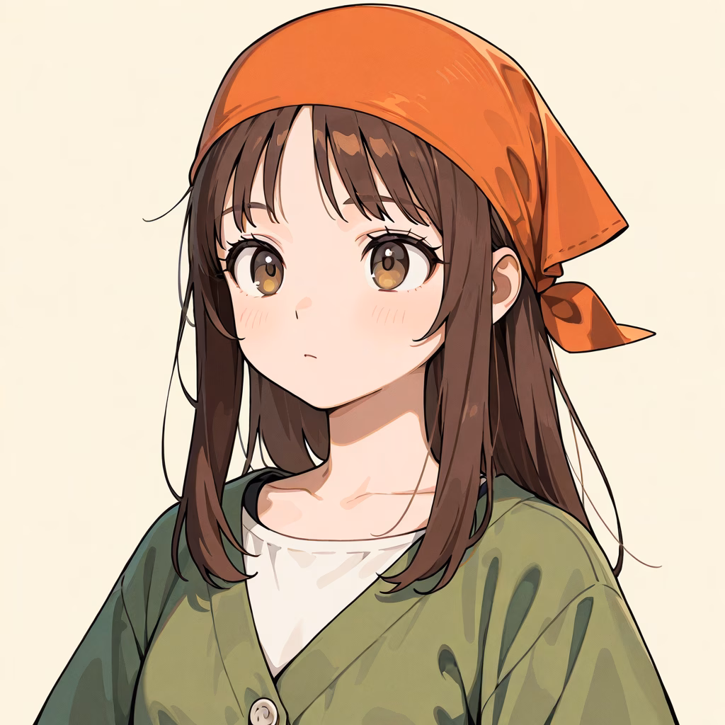 1girl bandana upper body simple background bangs