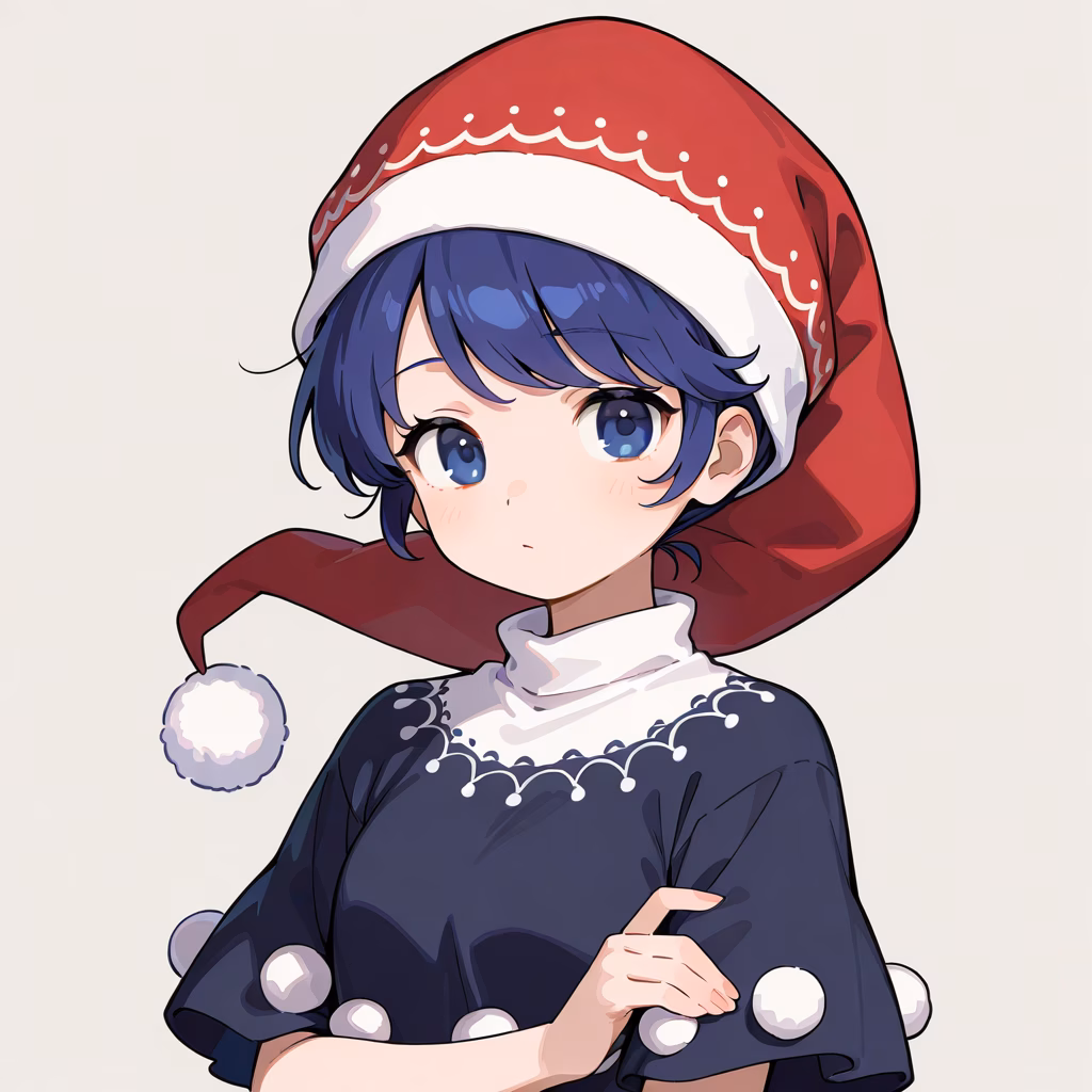 1girl nightcap upper body simple background