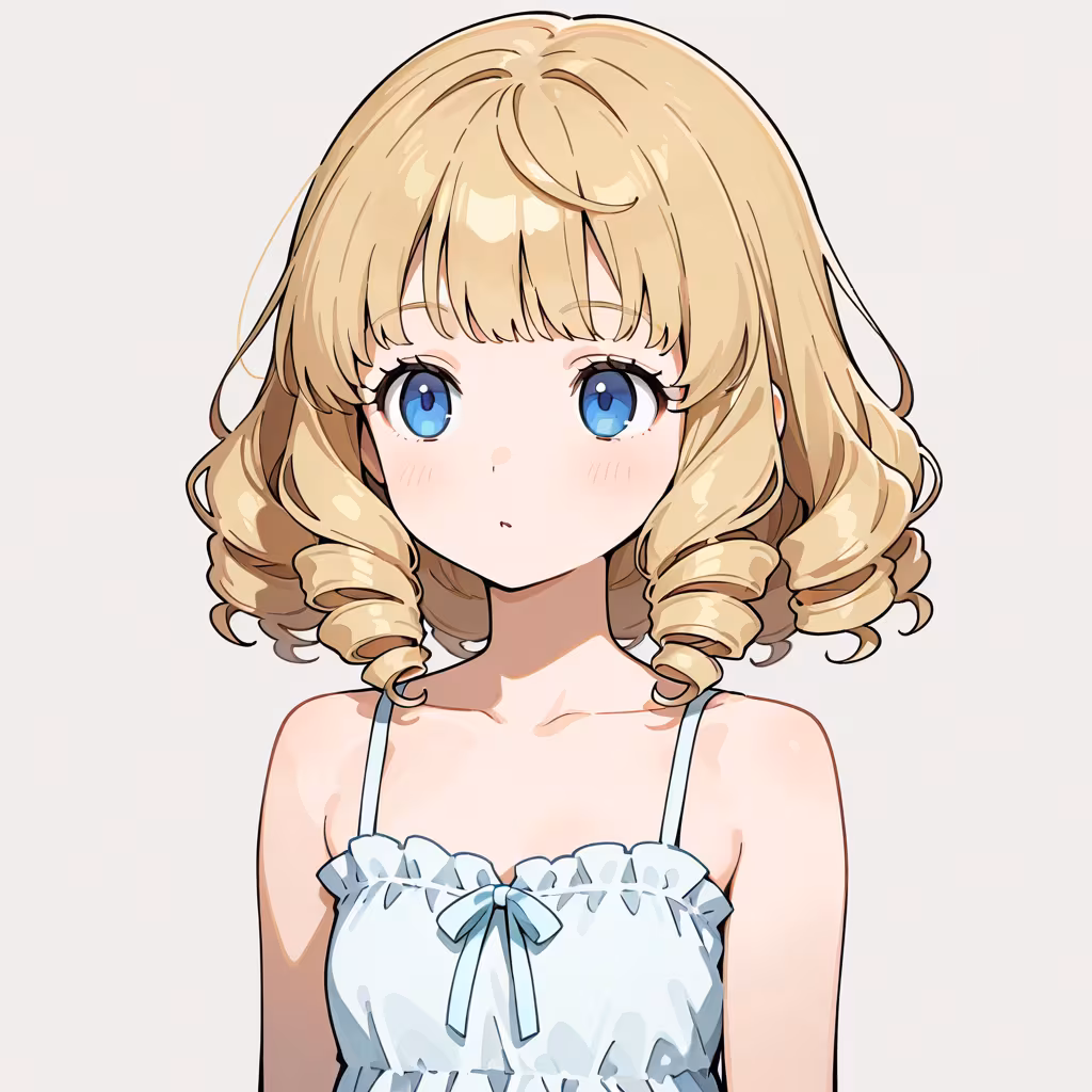 1girl ringlets simple background