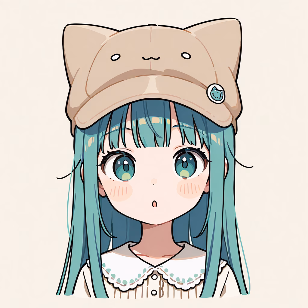 1girl, cat-hat, general, simple background
