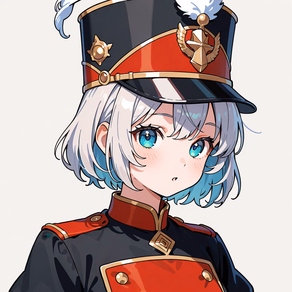 1girl, shako-cap, general, simple background