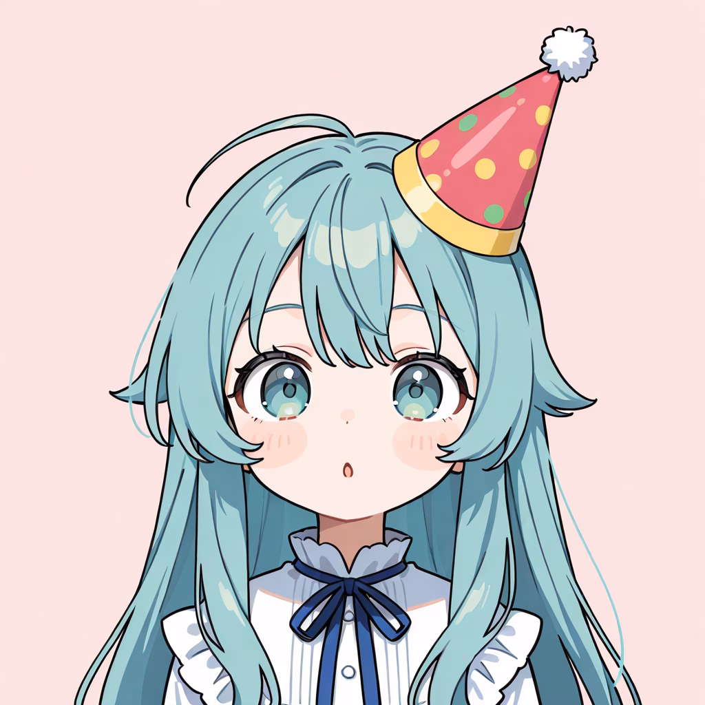 1girl, party-hat, general, simple background