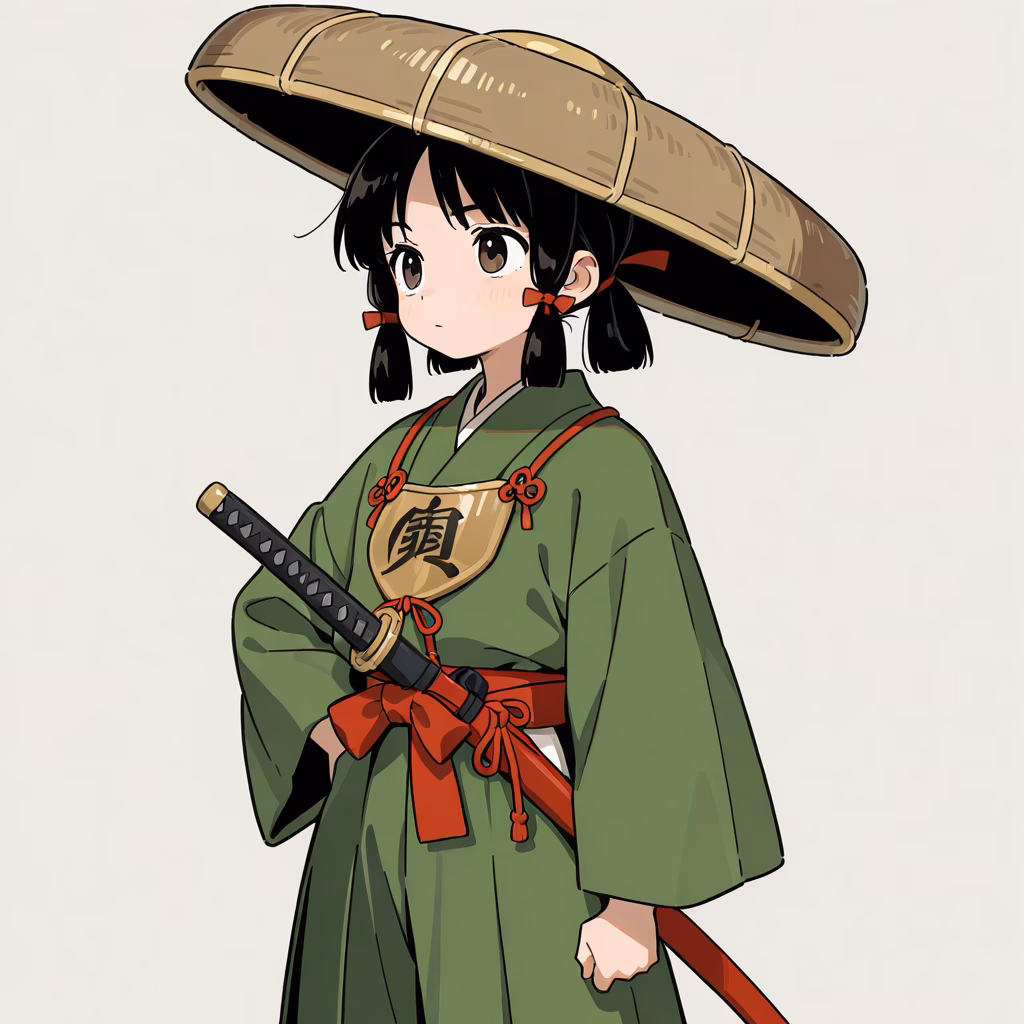1girl sandogasa cowboy shot general simple background