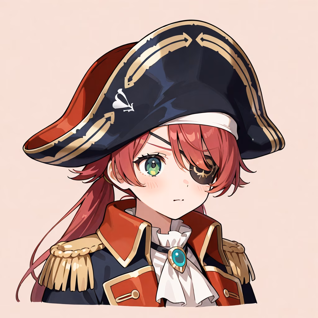 1girl bicorne upper body general simple background