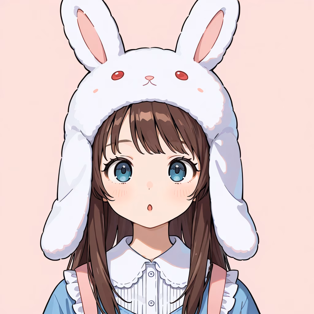 1girl rabbit hat upper body general simple background